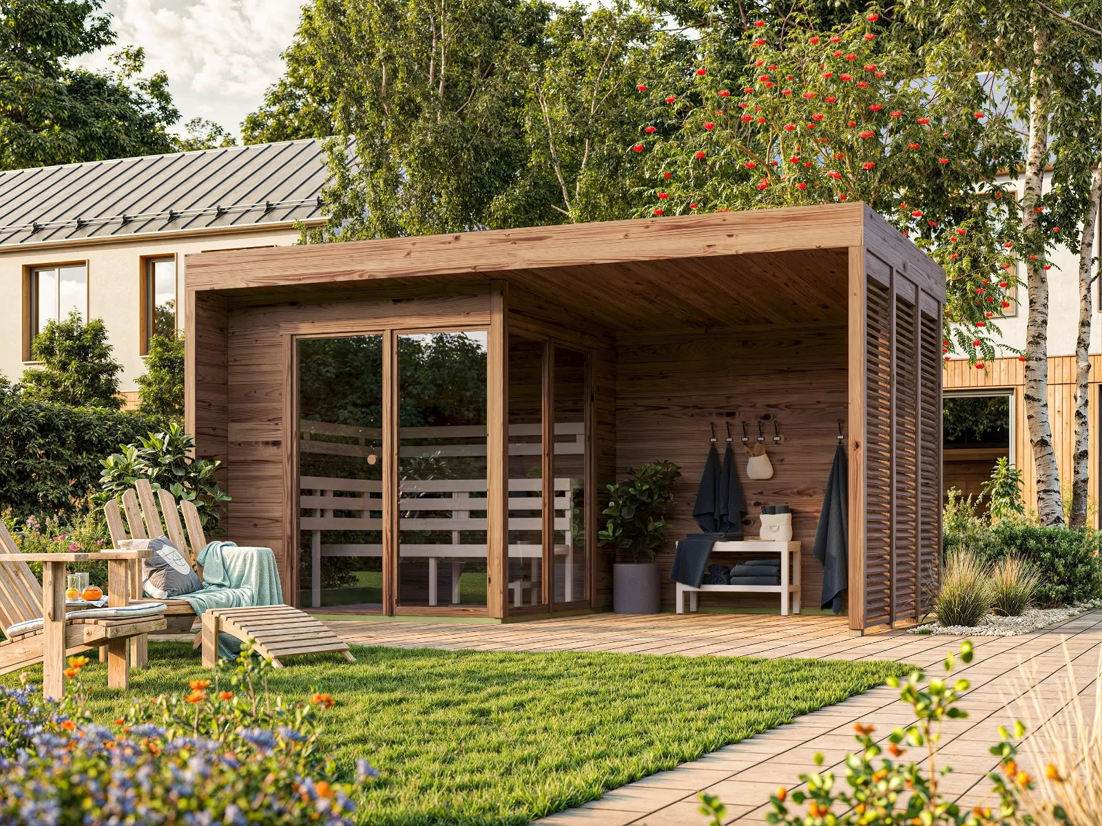 sauna da esterno franco s termo con veranda