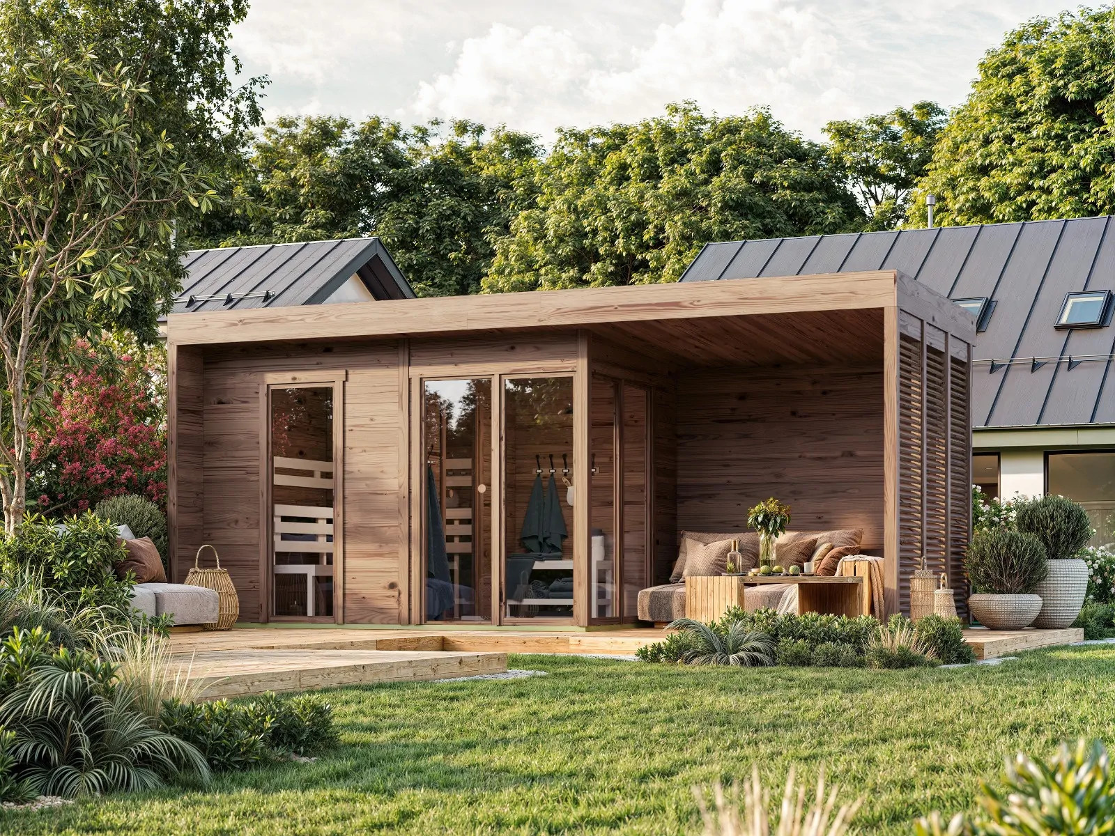 sauna da esterno franco l termo con portico