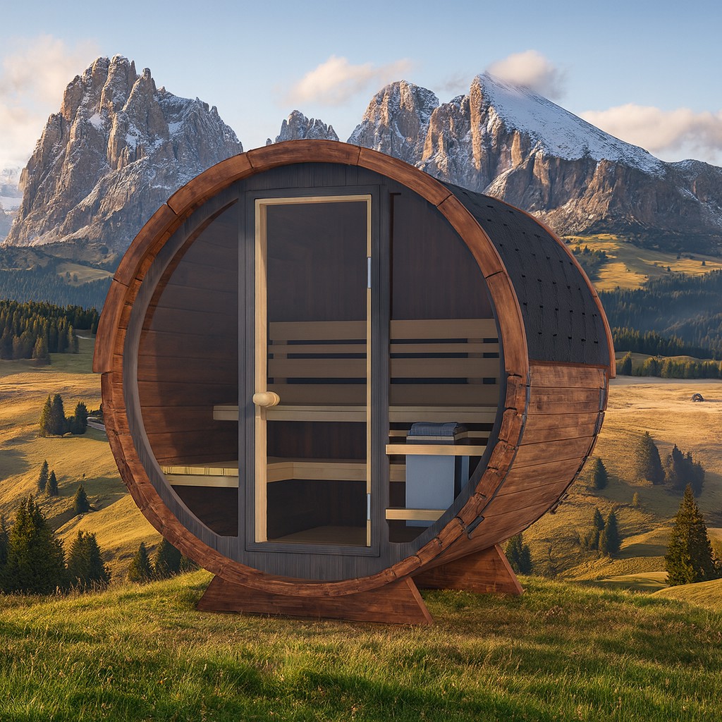 Sauna FJALL A su terrazza con vista panoramica alpina